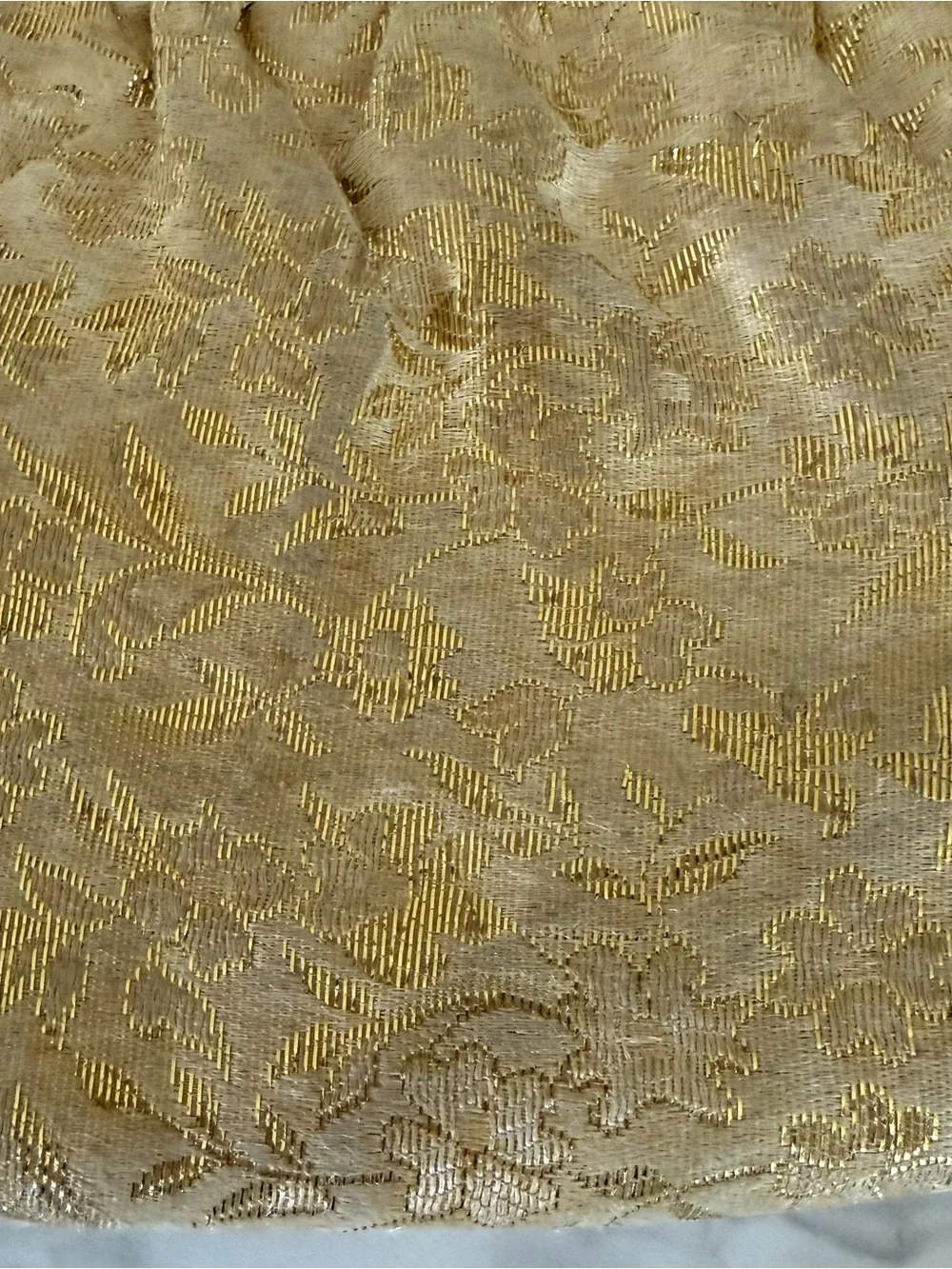 Gold Jacquard Pearl-Clasp Evening Clutch
